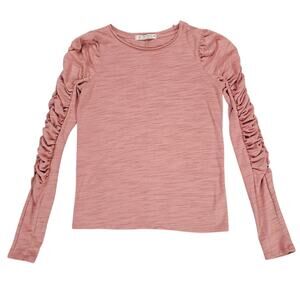 We the Free Shirt Womens Small Blush Pink Long Sleeve Casual Ruched Preppy